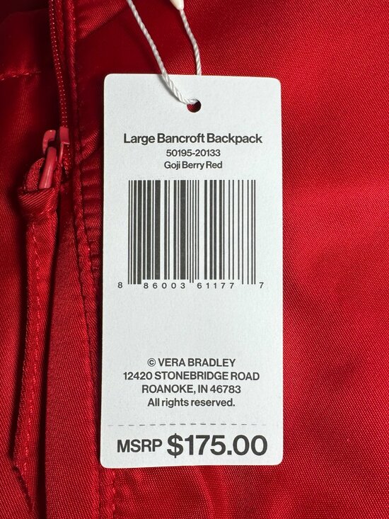 Vea Bradley Large Bancroft Backpack Nylon Goji Berry Red NWT main image 13